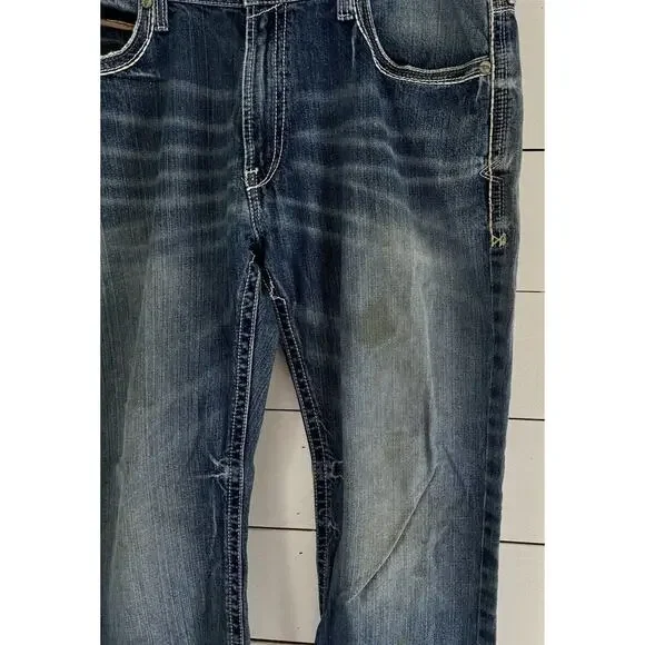 Ariat Durango M4 Jeans Mens 40W 34L Low Rise Boot Cut Distressed Blue 10017511